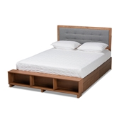 Baxton Studio Cosma Modern Transitional Ash Walnut Brown Finished Wood 4-Drawer King Size Platform Storage Bed